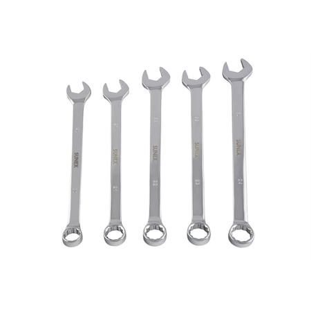 Sunex 5 piece Metric Full Polished V-Groove Combination Wrench Set 9918MA